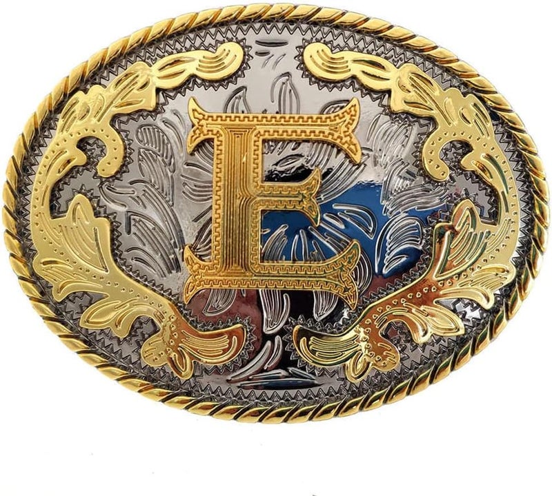 WMG Western Belt Buckle Initial Letters ABCDMRJ to Z Cowboy Belt Buckle, Rodeo Buckles for Men & Women - Image 1